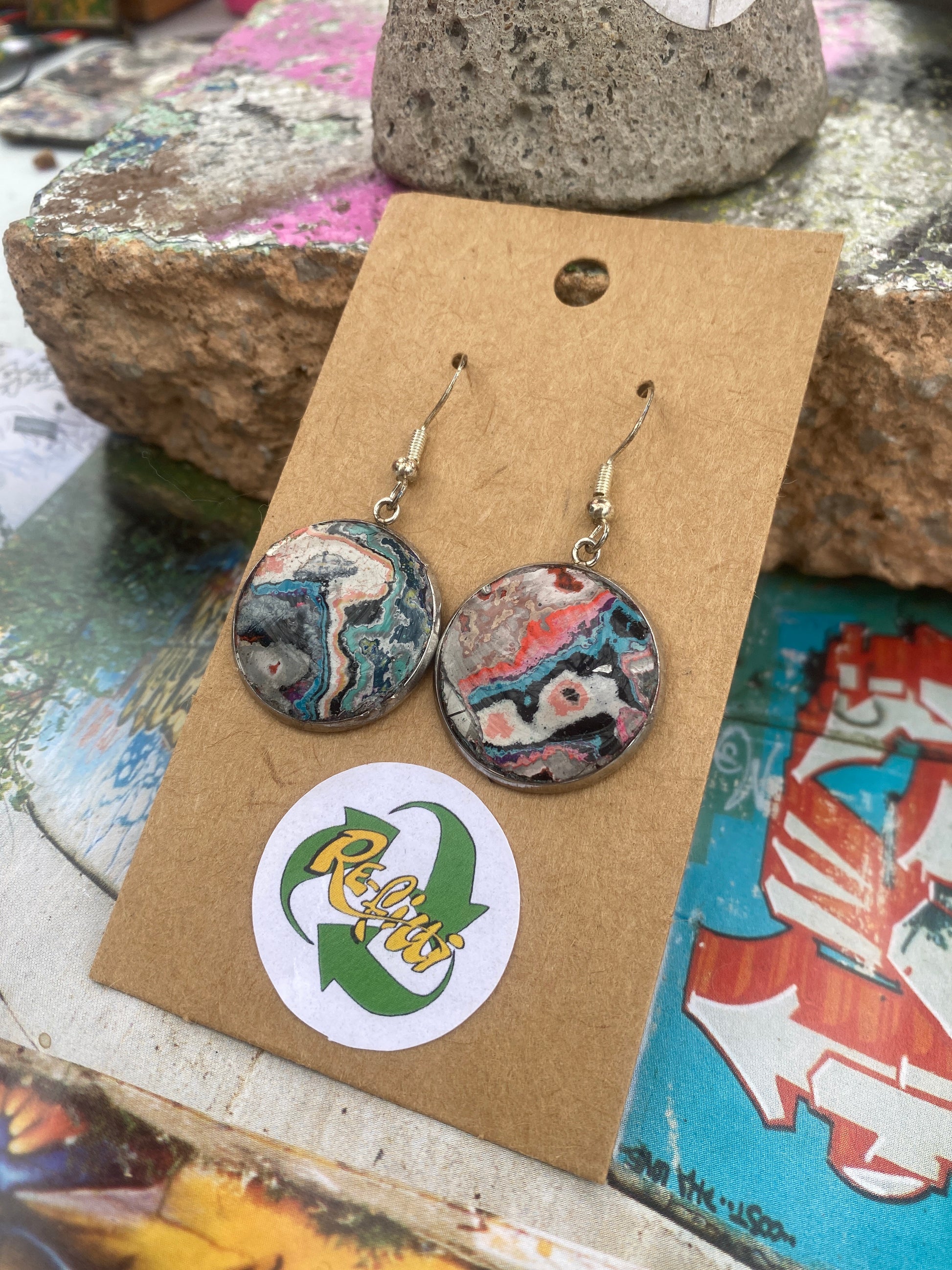 Recycled Graffiti ear-rings