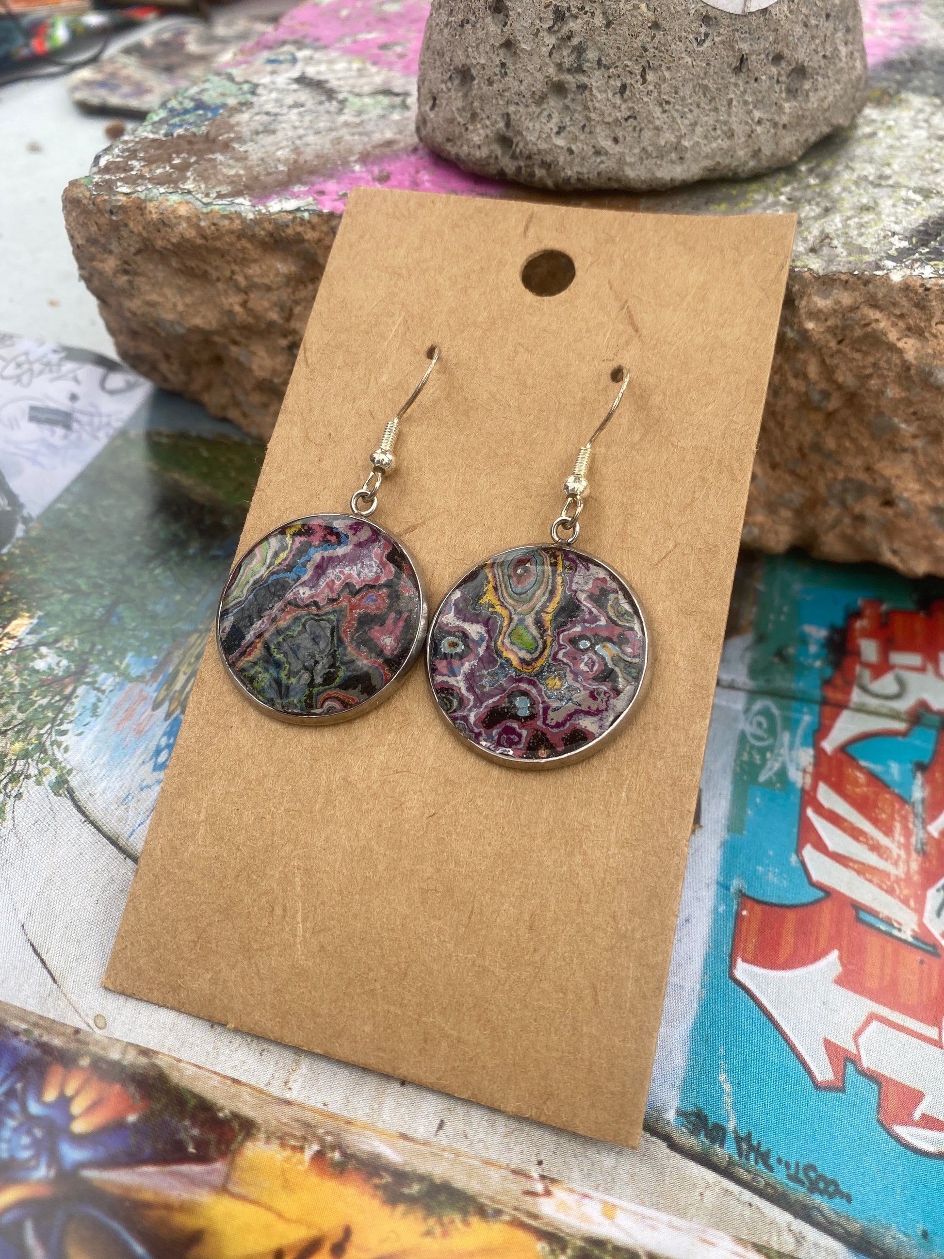 Recycled Graffiti ear-rings