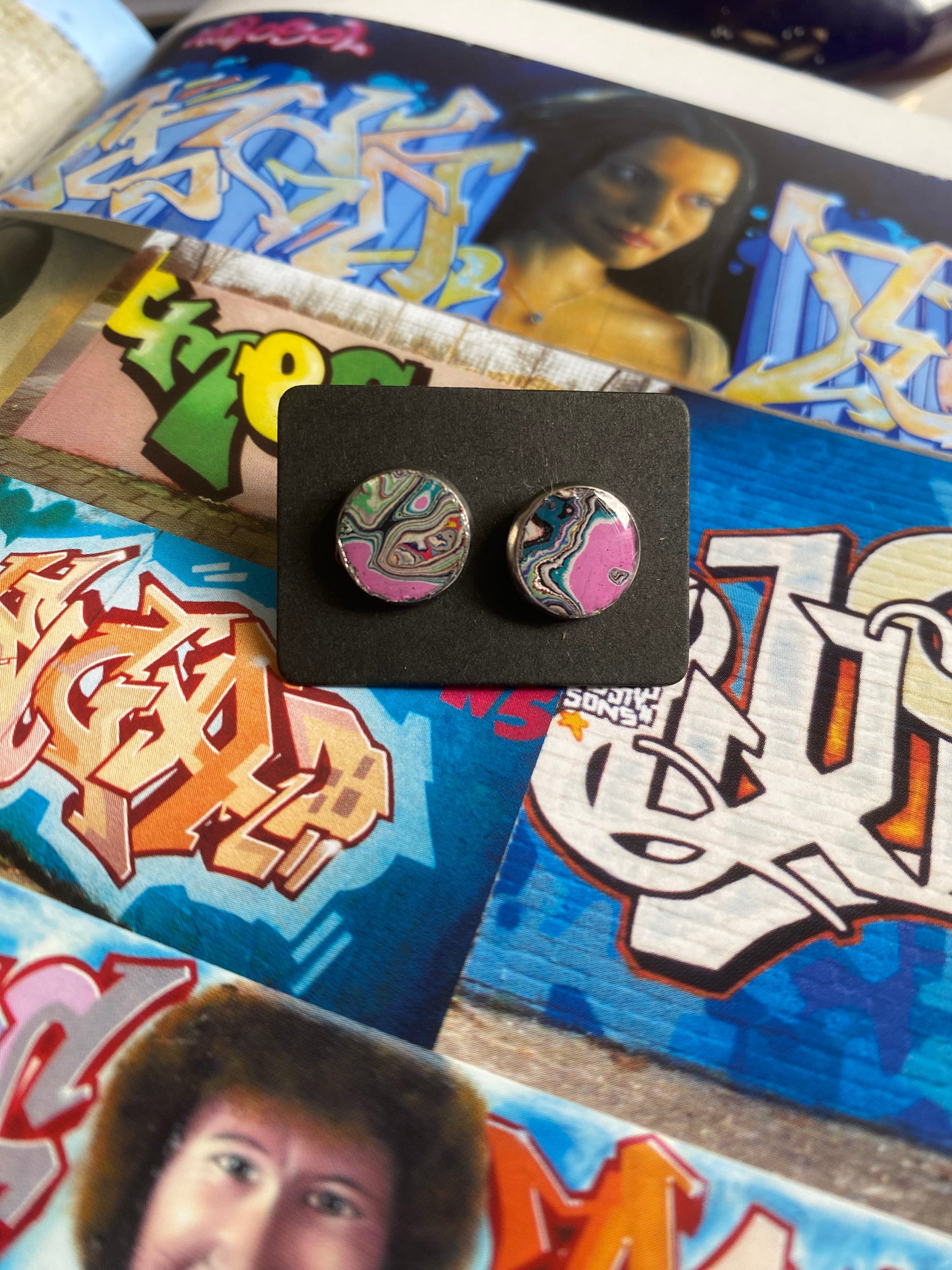 Re-Fitti recycled graffiti - Ear Studs