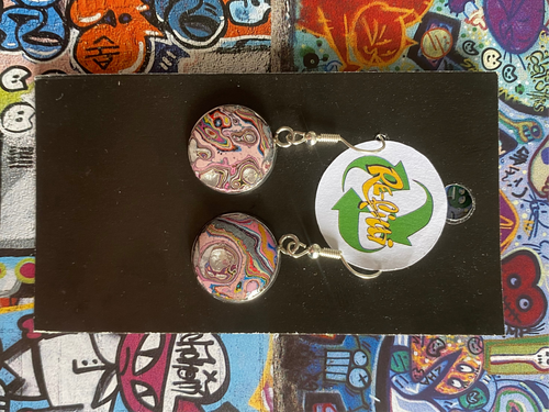 Re-Fitti recycled graffiti - Drop Ear Rings