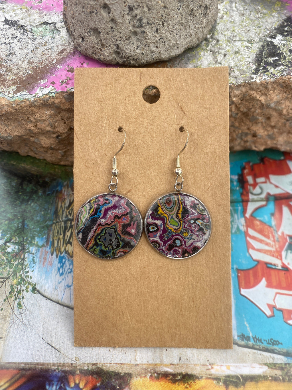 Recycled Graffiti ear-rings