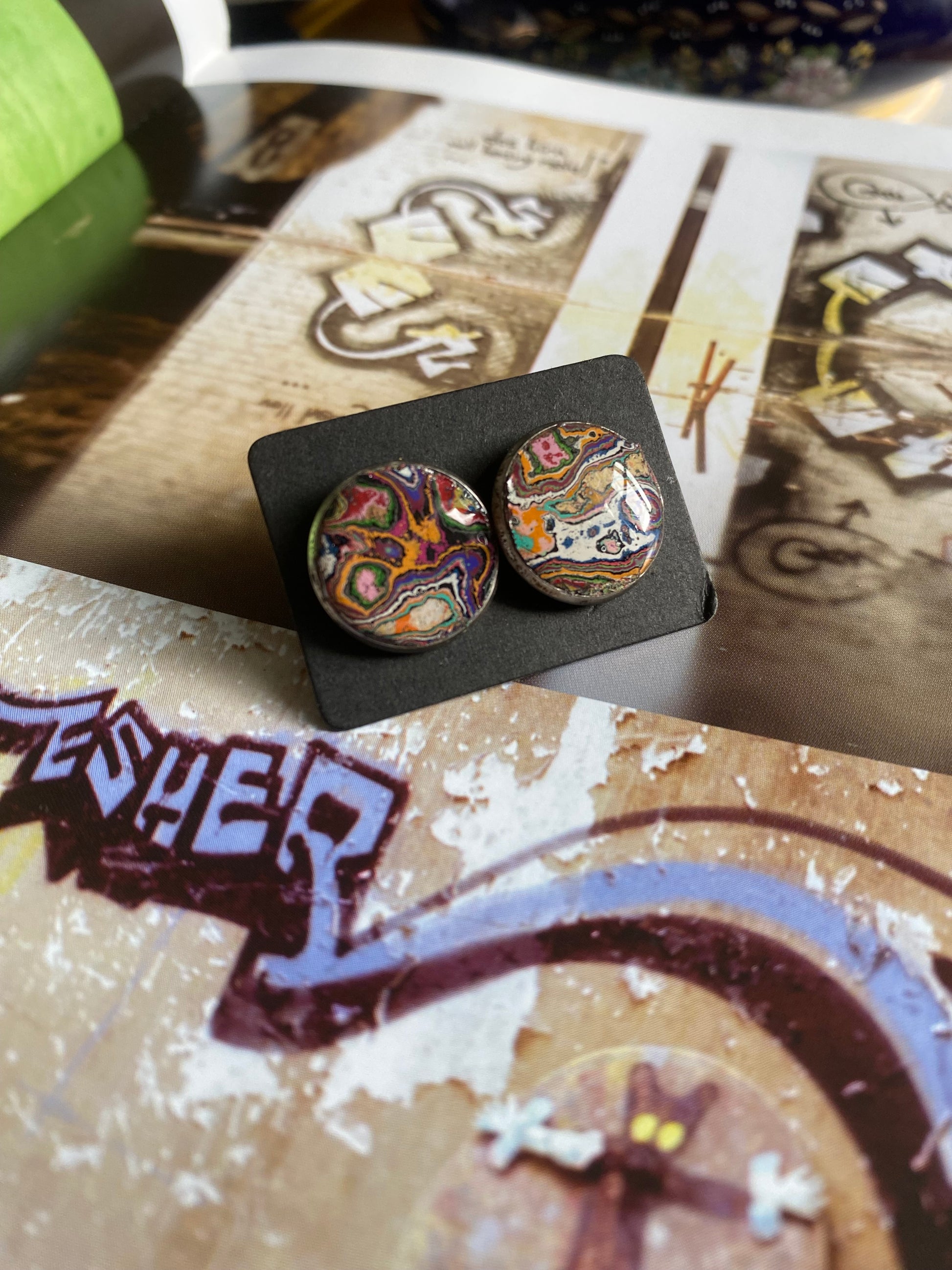 Re-Fitti recycled graffiti - Ear Studs