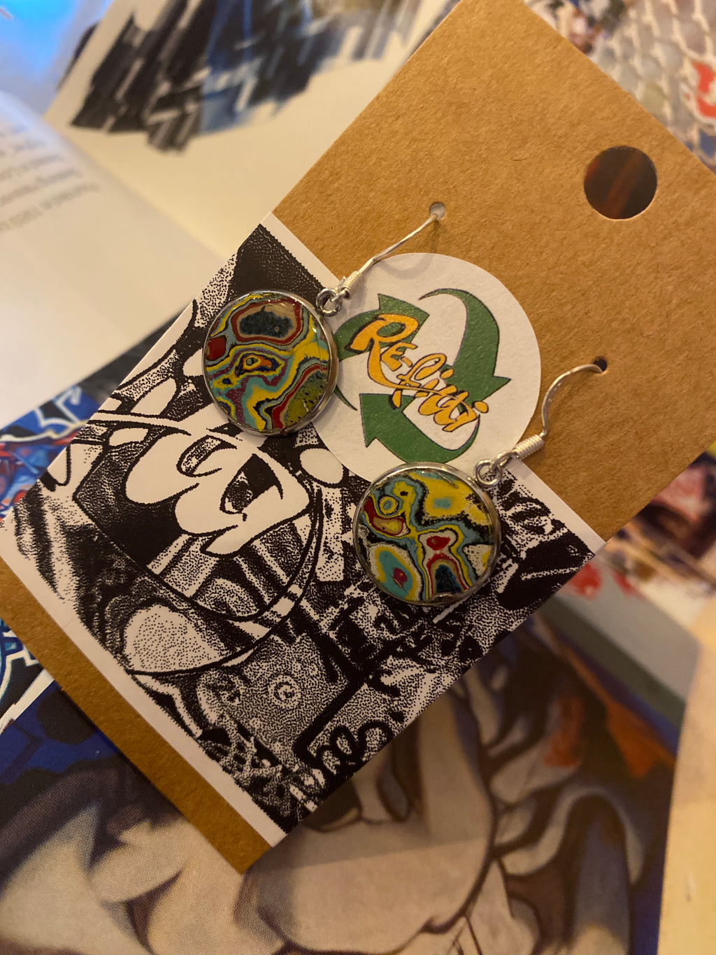 Re-Fitti recycled graffiti - Drop Ear Rings