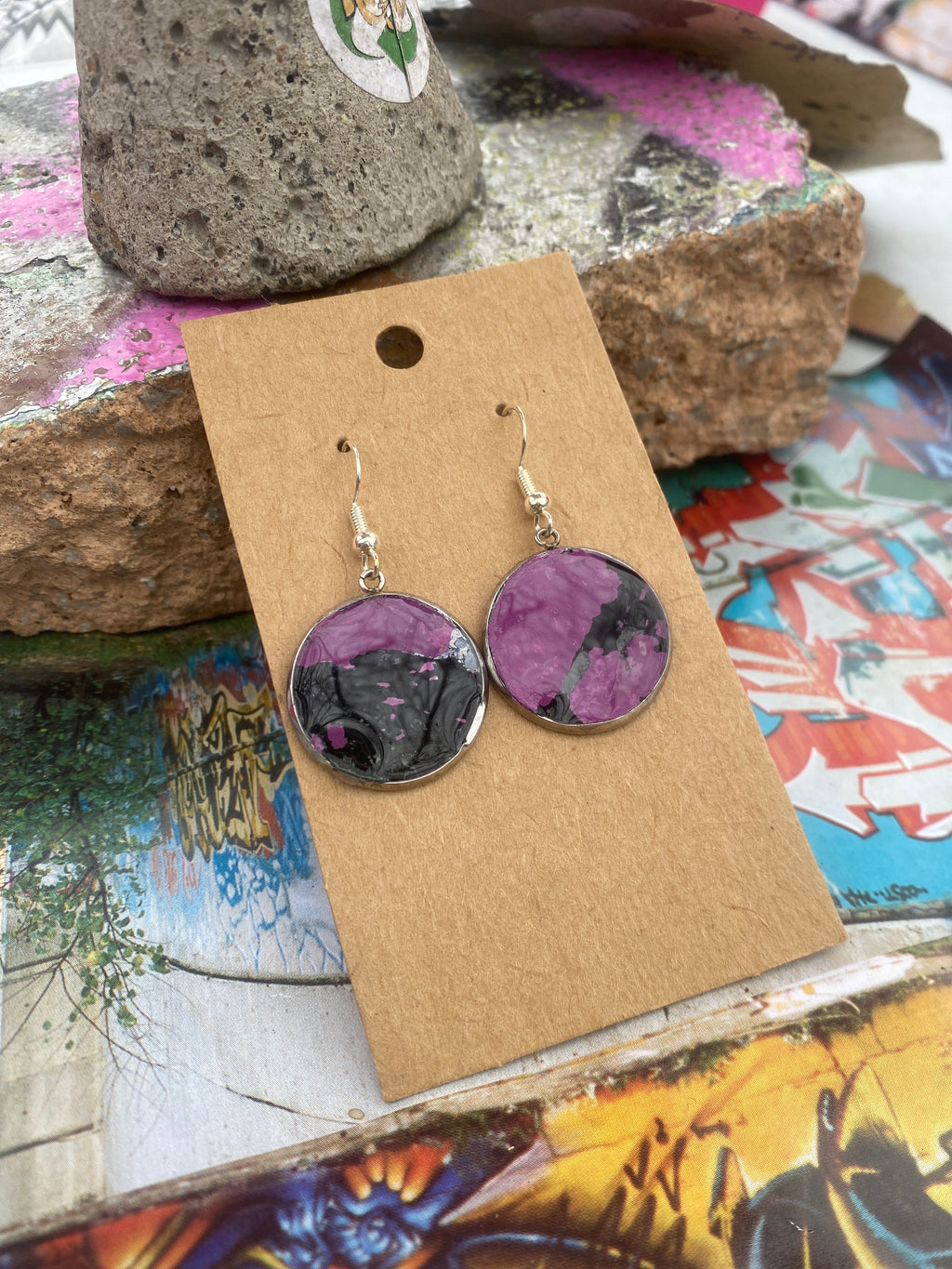 Recycled Graffiti ear-rings