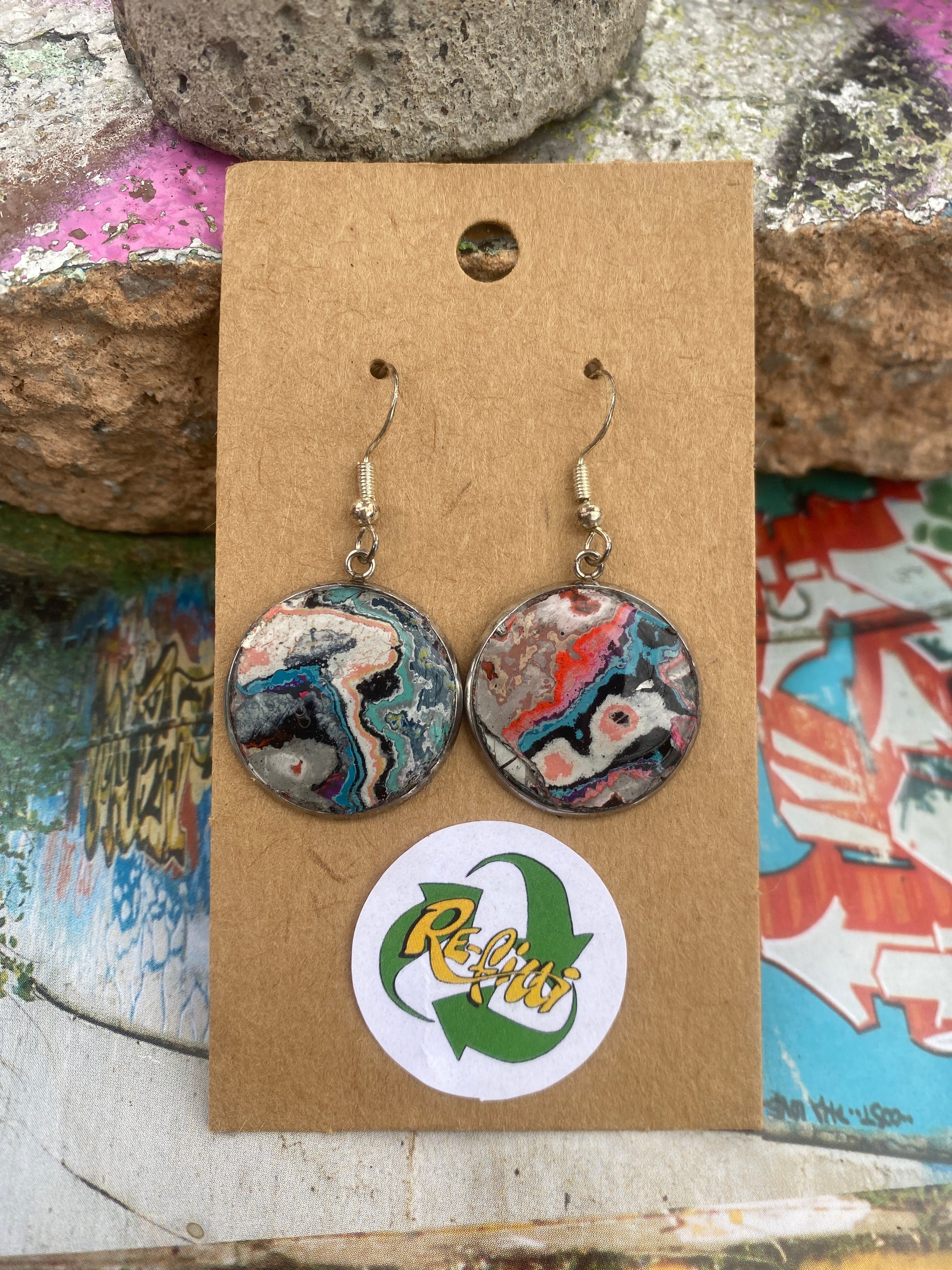 Recycled Graffiti ear-rings