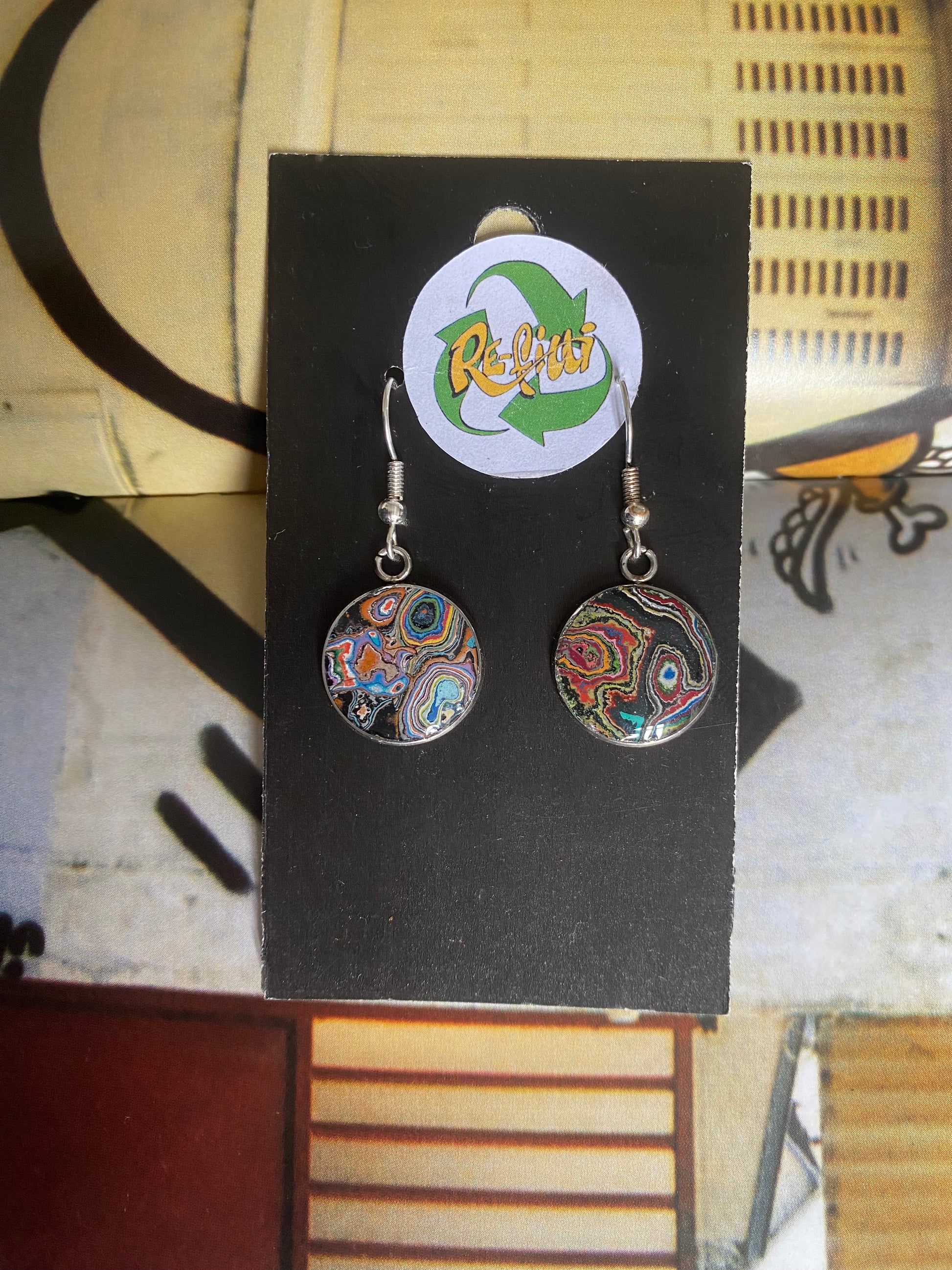 Re-Fitti recycled graffiti - Drop Ear Rings