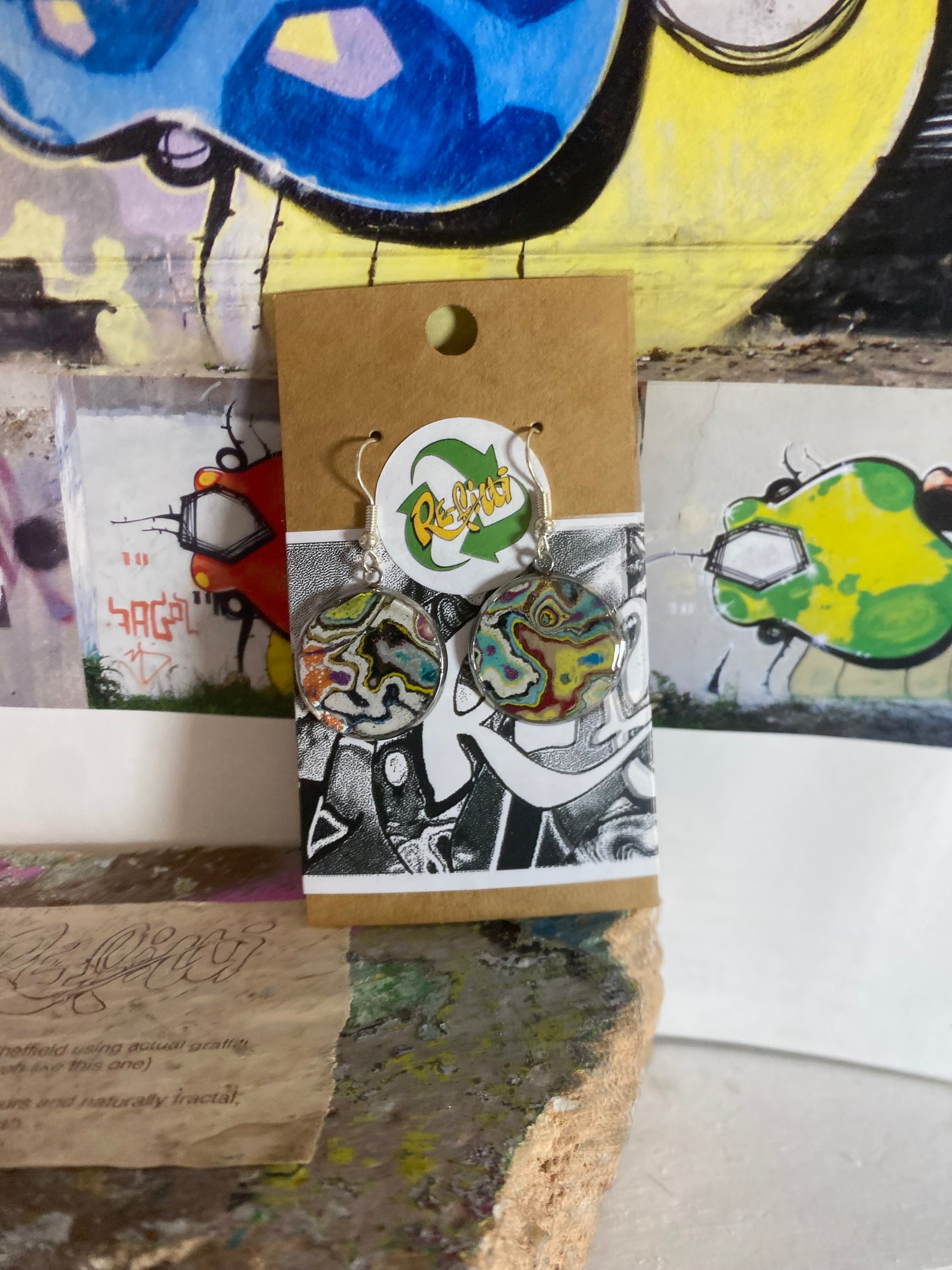 Recycled Graffiti ear-rings