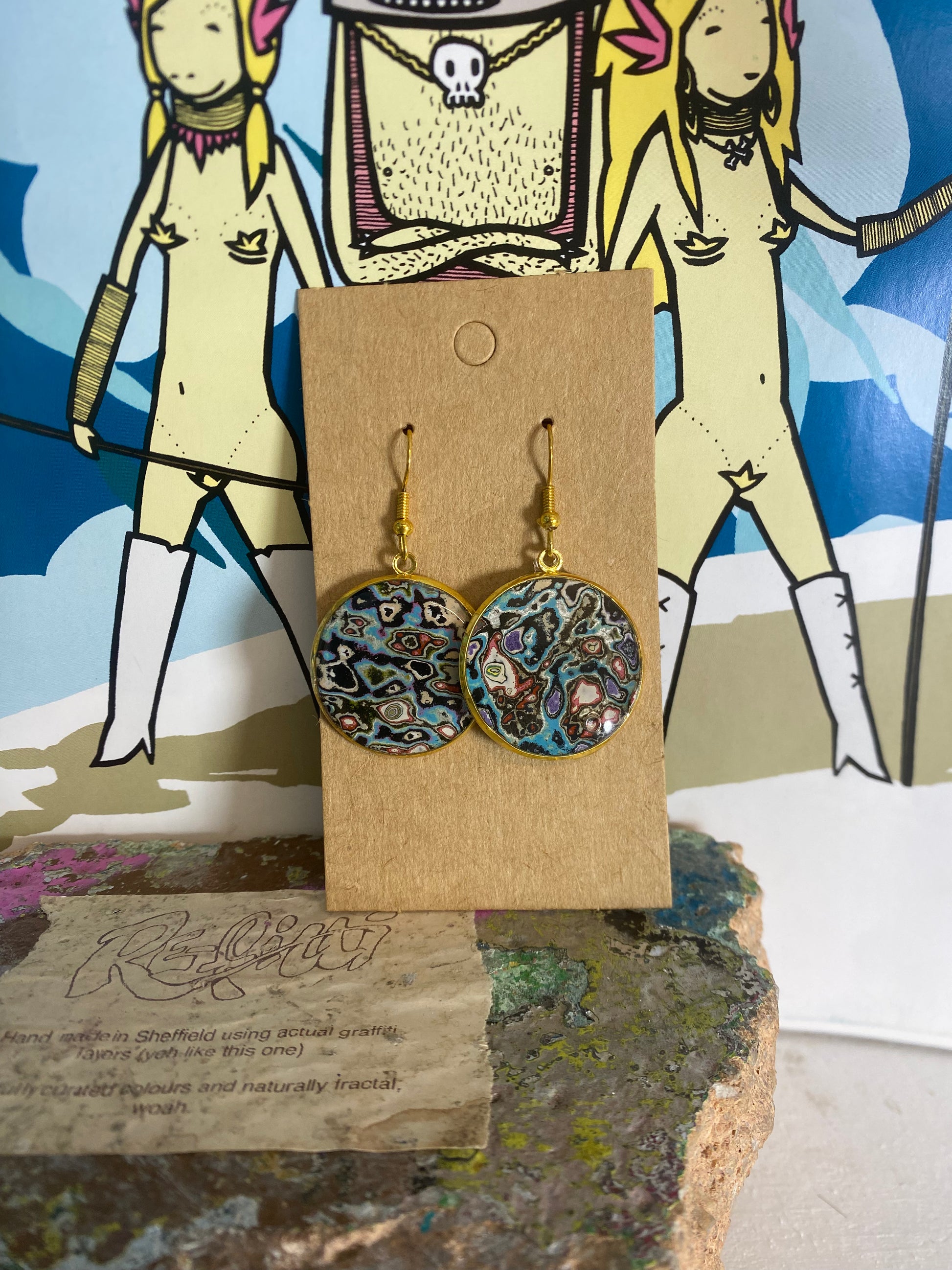 Recycled Graffiti ear-rings
