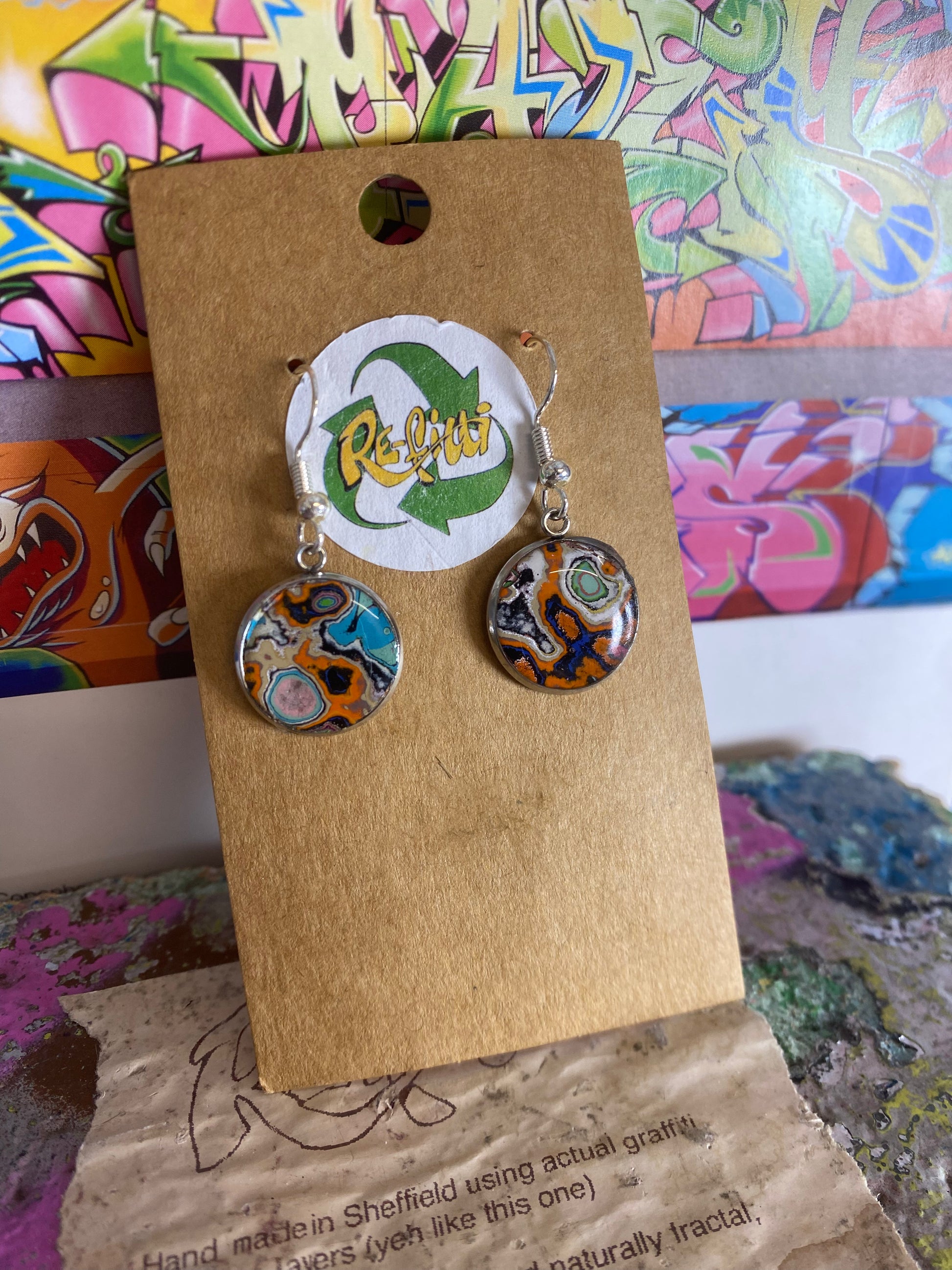 Recycled Graffiti ear-rings